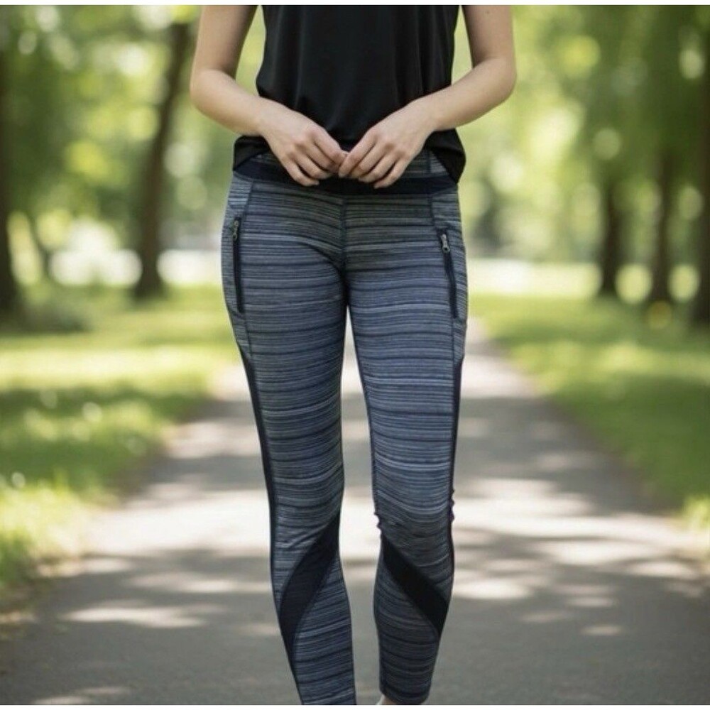 Lululemon women's leggings heather black gray workout athletic pockets size 6